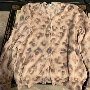 J. Crew Metallic Leopard Print Cardigan Sweater